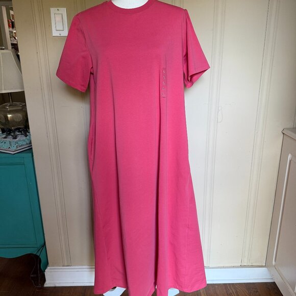 Uniqlo Airism Cotton Tee Dress Pink NWT - Picture 1 of 6